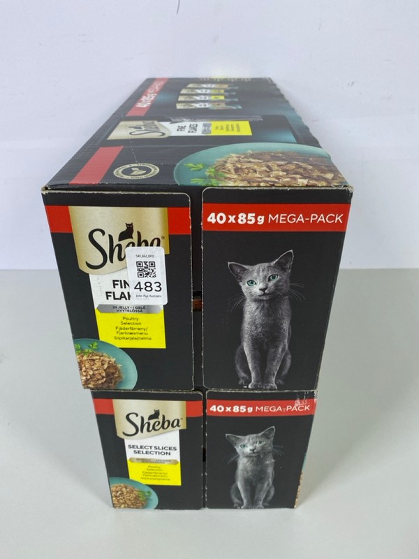 Lot 483  
            Nottingham SR1 - Delivery Only 

                
2 X VARIOUS SHEBA CAT FOOD MULTIPACKS INC. SHEBA SELECTED SLICES SELECTION - POUL...