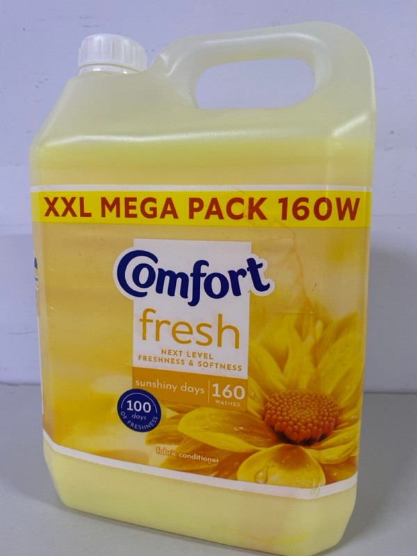 Lot 495  
            Nottingham SR1 - Delivery Only 

                
3 X COMFORT FRESH FABRIC CONDITIONER XXL MEGA PACK - SUNSHINY DAYS SCENTED - 160 ...
