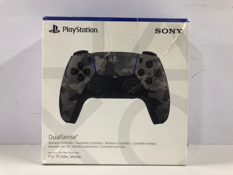 Lot 49  
            Nottingham SR1 - Delivery Only 

                
PLAYSTATION 5 DUAL SENSE WIRELESS CONTROLLER - GREY CAMO - ORIGINAL RRP - £74.99