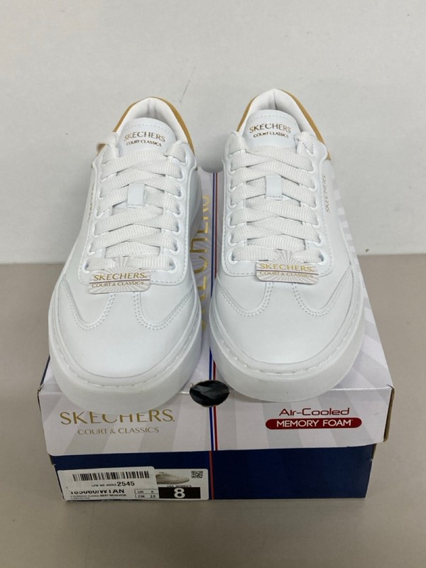 Lot 503  
            Nottingham SR1 - Delivery Only 

                
SKETCHERS COURT & CLASSICS CORDOVA CLASSICS WOMEN'S TRAINERS - WHITE & CREAM - SI...