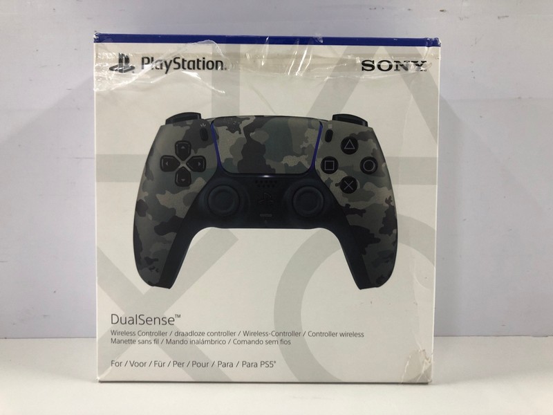 Lot 50  
            Nottingham SR1 - Delivery Only 

                
PLAYSTATION 5 DUAL SENSE WIRELESS CONTROLLER - GREY CAMO - ORIGINAL RRP - £74.99