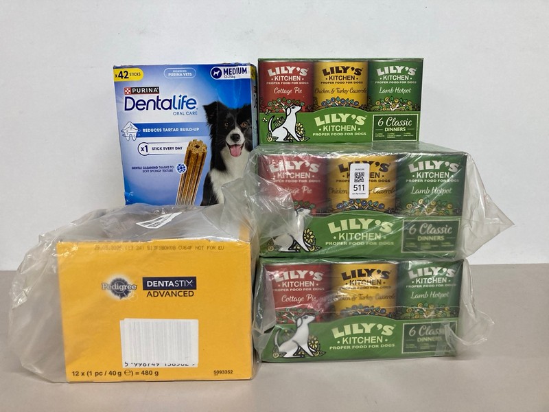 Lot 511  
            Nottingham SR1 - Delivery Only 

                
QTY OF VARIOUS PET FOOD ITEMS INC. LILY'S KITCHEN 6 CLASSIC DINNERS MULTIPACK - B...