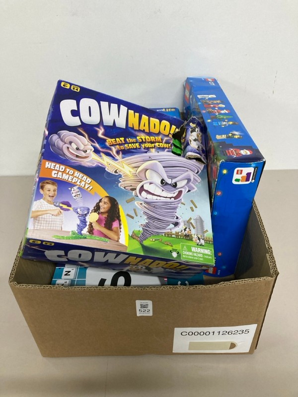 Lot 522  
            Nottingham SR1 - Delivery Only 

                
BOX OF VARIOUS TOYS/GAMES INC. COWNADO GAME