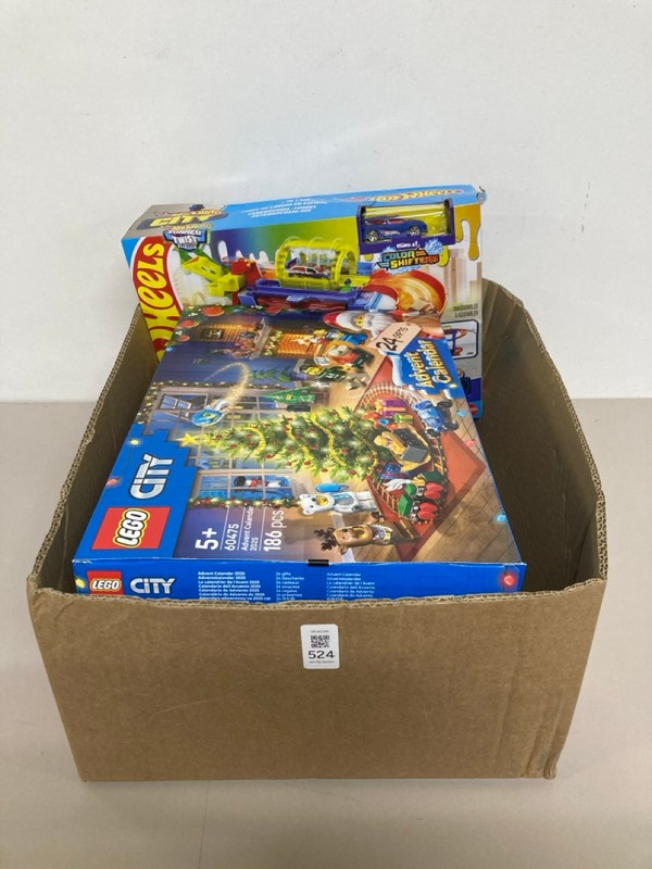 Lot 524  
            Nottingham SR1 - Delivery Only 

                
BOX OF VARIOUS TOYS/GAMES INC. LEGO CITY ADVENT CALANDER