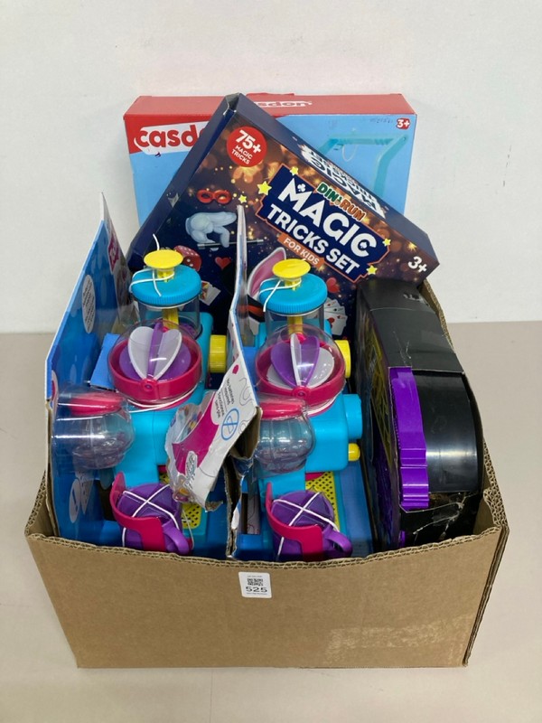 Lot 525  
            Nottingham SR1 - Delivery Only 

                
BOX OF VARIOUS TOYS/GAMES INC. DINO RUN MAGIC TRICKS SET FOR KIDS