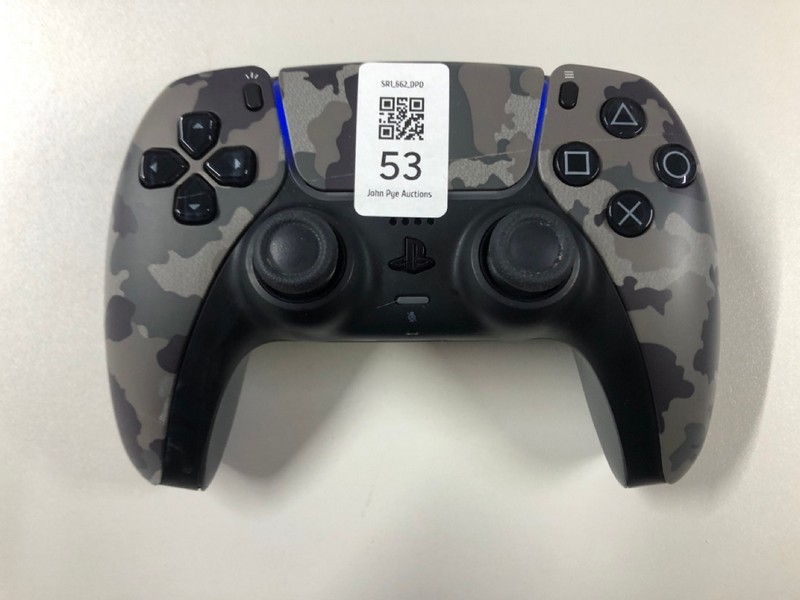 Lot 53  
            Nottingham SR1 - Delivery Only 

                
PLAYSTATION 5 DUAL SENSE WIRELESS CONTROLLER - GREY CAMO - ORIGINAL RRP - £74.99