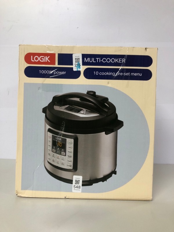 Lot 548  
            Nottingham SR1 - Delivery Only 

                
LOGIK 1000W POWER MULTI-COOKER - MODEL - LO5MCS23 - ORIGINAL RRP - £59.99