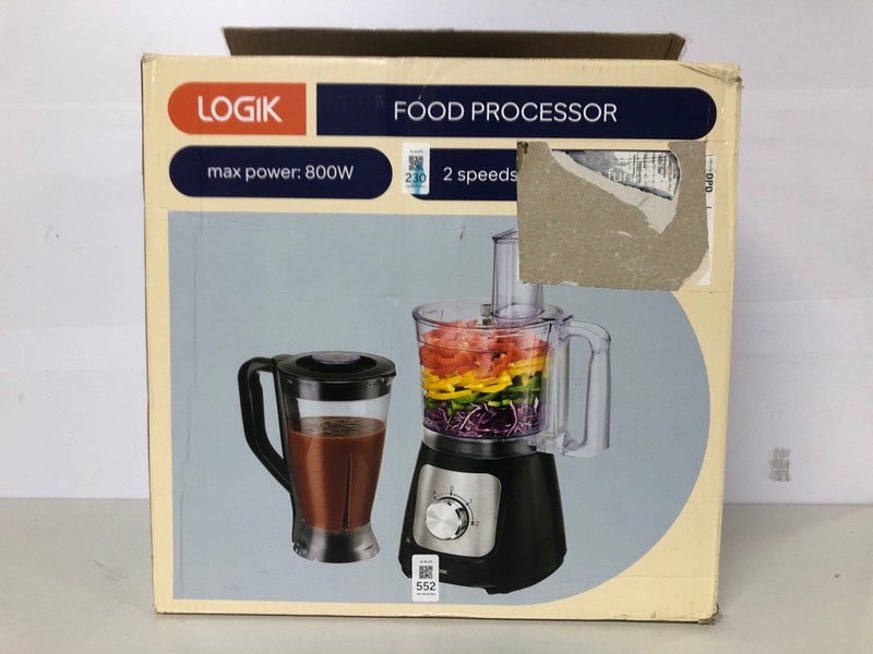 Lot 552  
            Nottingham SR1 - Delivery Only 

                
LOGIK FOOD PROCESSOR - MODEL - L500FP21 - ORIGINAL RRP - £49.99