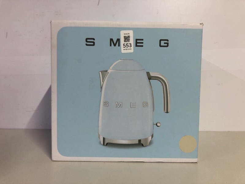 Lot 553  
            Nottingham SR1 - Delivery Only 

                
SMEG KETTLE - CREAM - MODEL - KLF03CRUK - ORIGINAL RRP - £189.99