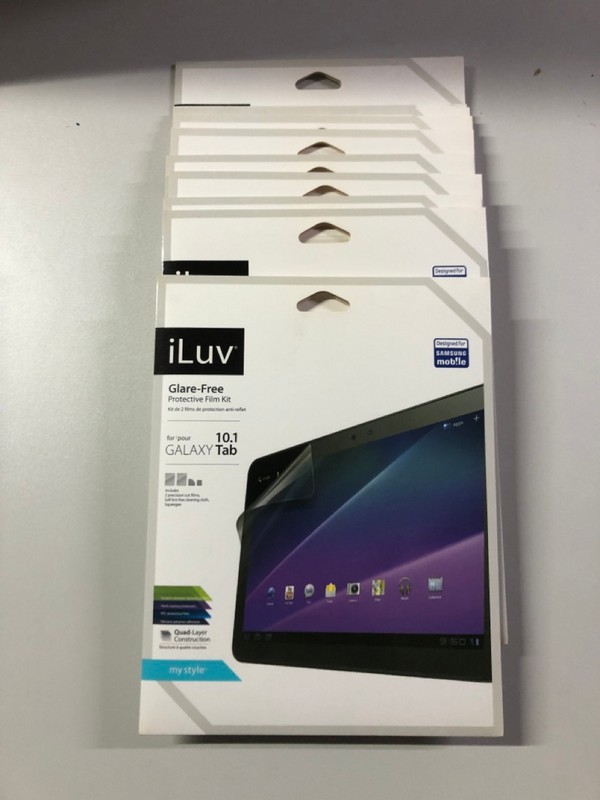 Lot 572  
            Nottingham SR1 - Delivery Only 

                
3 X PACKS OF 10 ILUV GLARE-FREE PROTECTIVE FILM KIT FOR SAMSUNG GALAXY TAB 10.1 &...