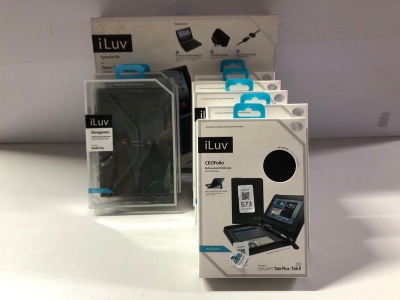 Lot 573  
            Nottingham SR1 - Delivery Only 

                
4 X ILUV CEOFOLIO MULTI-PURPOSE CASE FOR SAMSUNG GALAXY TABPLUS|TAB II & 4 X ILUV...