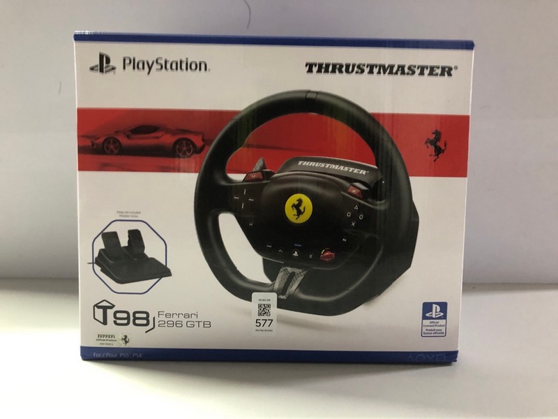 Lot 577  
            Nottingham SR1 - Delivery Only 

                
THRUSTMASTER T98 FERRARI 296 GTS RACING WHEEL (PLAYSTATION) - ORIGINAL RRP.£89