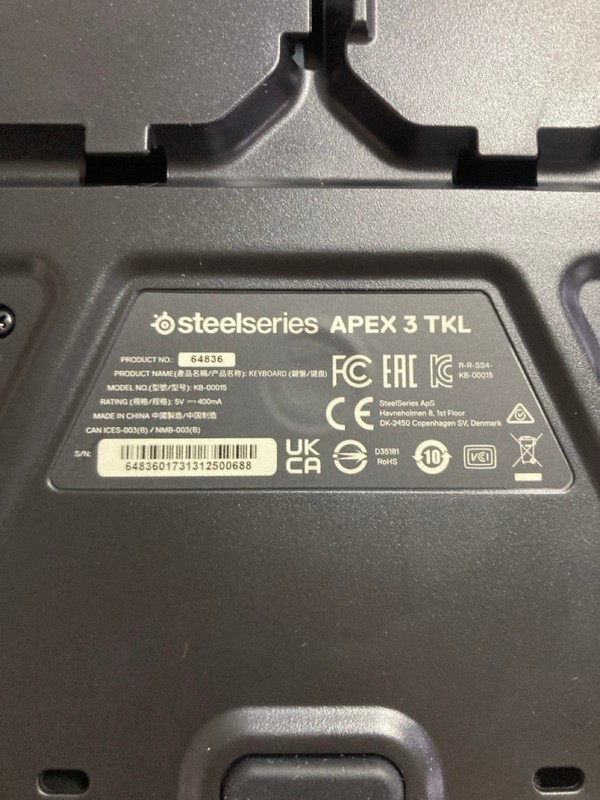 Lot 588  
            Nottingham SR1 - Delivery Only 

                
STEELSERIES APEX 3 TKL KEYBOARD - ORIGINAL RRP.£49