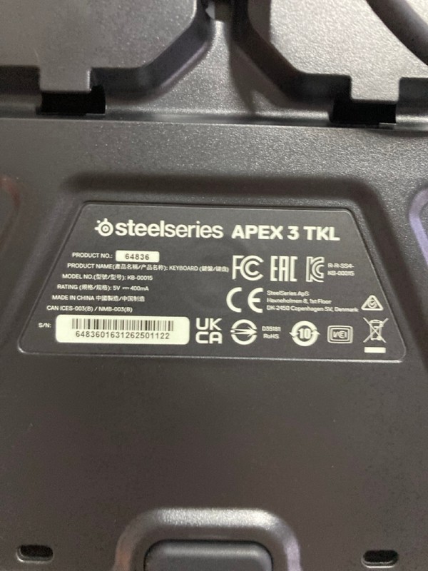 Lot 589  
            Nottingham SR1 - Delivery Only 

                
STEELSERIES APEX 3 TKL KEYBOARD - ORIGINAL RRP.£49