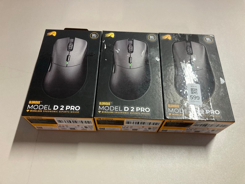 Lot 599  
            Nottingham SR1 - Delivery Only 

                
3 X GLORIOUS MODEL D 2 PRO WIRELESS ERGONOMIC ESPORTS MOUSE