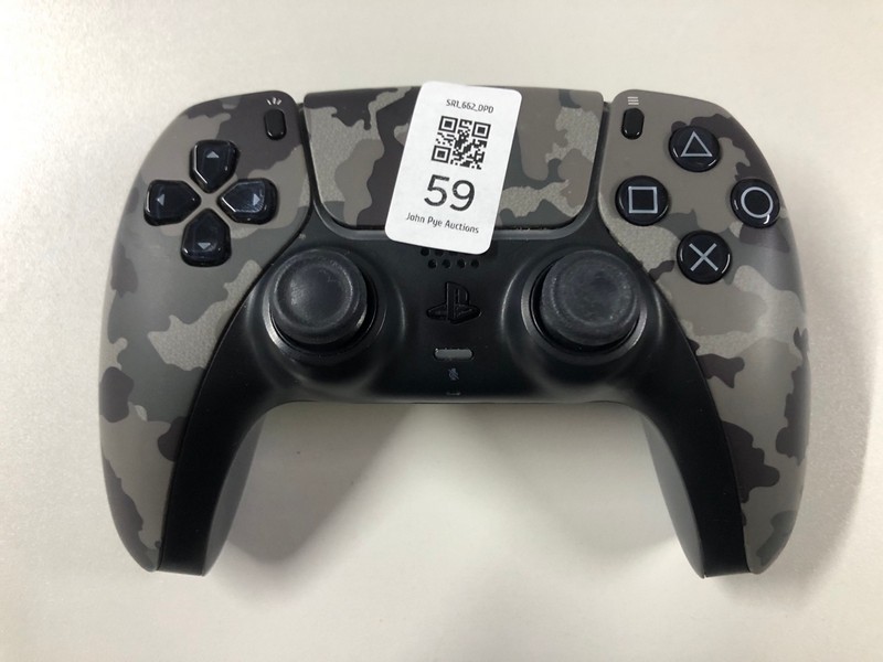 Lot 59  
            Nottingham SR1 - Delivery Only 

                
PLAYSTATION 5 DUAL SENSE WIRELESS CONTROLLER - GREY CAMO - ORIGINAL RRP - £74.99