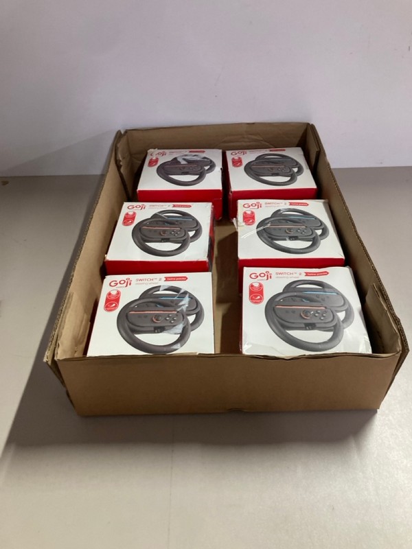 Lot 604  
            Nottingham SR1 - Delivery Only 

                
BOX OF GOJI SWITCH 2 STEERING WHEELS (TWIN PACKS)
