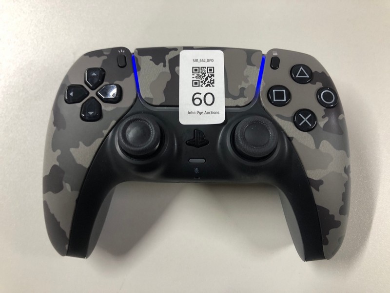 Lot 60  
            Nottingham SR1 - Delivery Only 

                
PLAYSTATION 5 DUAL SENSE WIRELESS CONTROLLER - GREY CAMO - ORIGINAL RRP - £74.99