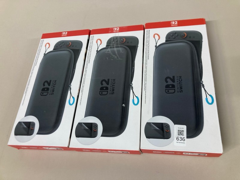Lot 636  
            Nottingham SR1 - Delivery Only 

                
3 X NINTENDO SWITCH 2 CARRYING CASE WITH SCREEN PROTECTOR