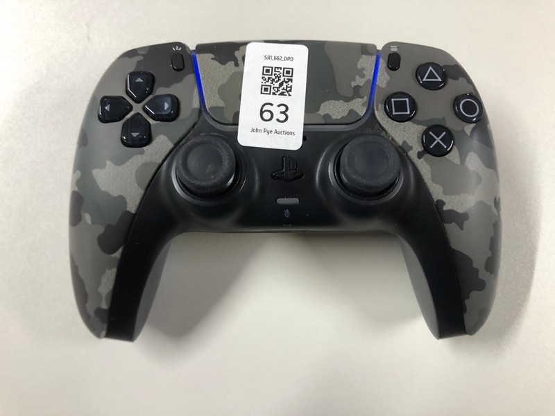 Lot 63  
            Nottingham SR1 - Delivery Only 

                
PLAYSTATION 5 DUAL SENSE WIRELESS CONTROLLER - GREY CAMO - ORIGINAL RRP - £74.99
