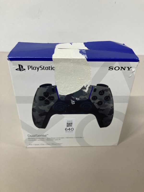 Lot 640  
            Nottingham SR1 - Delivery Only 

                
PLAYSTATION 5 DUAL SENSE WIRELESS CONTROLLER - GREY CAMO - ORIGINAL RRP - £74.99