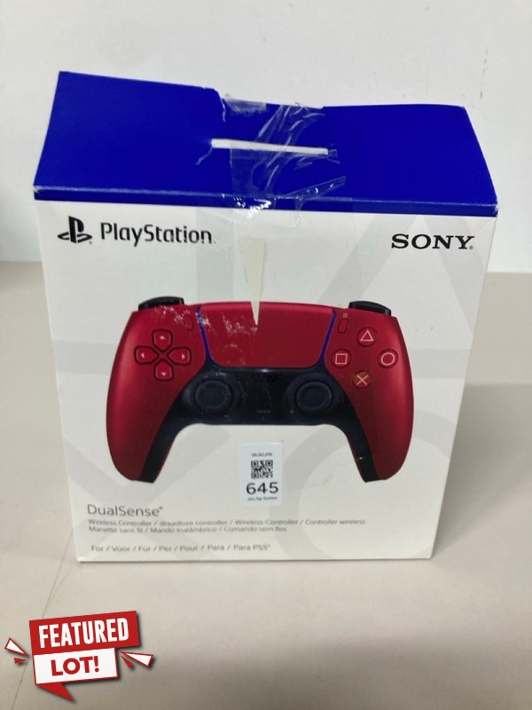 Lot 645  
            Nottingham SR1 - Delivery Only 

                
PLAYSTATION 5 DUAL SENSE WIRELESS CONTROLLER - VOLCANIC RED - ORIGINAL RRP - £74.99