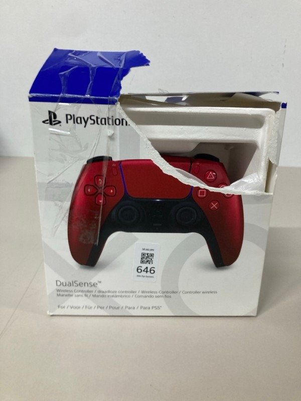Lot 646  
            Nottingham SR1 - Delivery Only 

                
PLAYSTATION 5 DUAL SENSE WIRELESS CONTROLLER - VOLCANIC RED - ORIGINAL RRP - £74.99