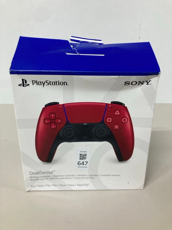 Lot 647  
            Nottingham SR1 - Delivery Only 

                
PLAYSTATION 5 DUAL SENSE WIRELESS CONTROLLER - VOLCANIC RED - ORIGINAL RRP - £74.99