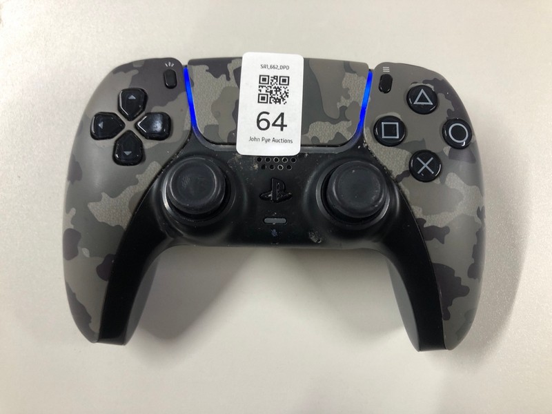 Lot 64  
            Nottingham SR1 - Delivery Only 

                
PLAYSTATION 5 DUAL SENSE WIRELESS CONTROLLER - GREY CAMO - ORIGINAL RRP - £74.99