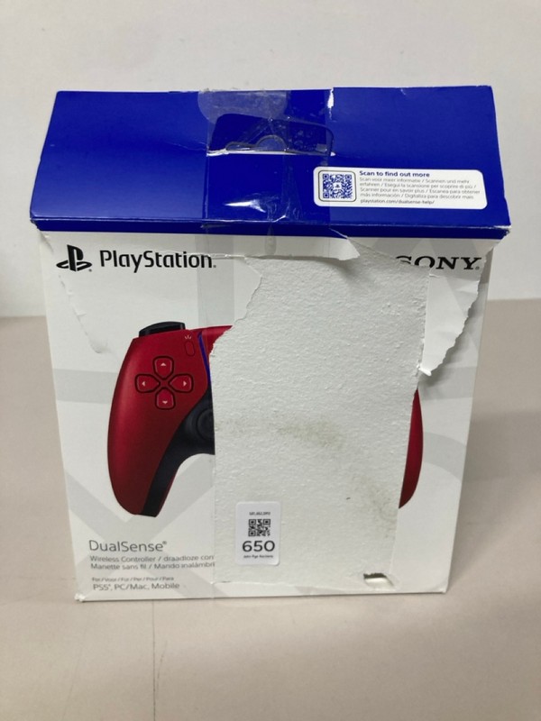Lot 650  
            Nottingham SR1 - Delivery Only 

                
PLAYSTATION 5 DUAL SENSE WIRELESS CONTROLLER - VOLCANIC RED - ORIGINAL RRP - £74.99