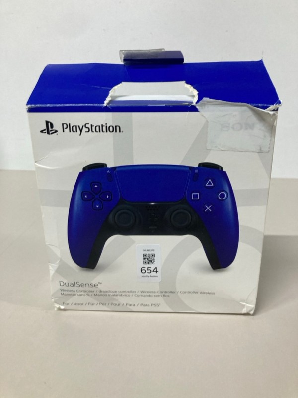 Lot 654  
            Nottingham SR1 - Delivery Only 

                
PLAYSTATION 5 DUAL SENSE WIRELESS CONTROLLER - COBALT BLUE - ORIGINAL RRP - £74.99