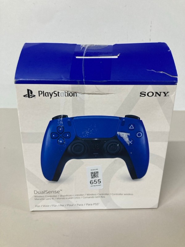 Lot 655  
            Nottingham SR1 - Delivery Only 

                
PLAYSTATION 5 DUAL SENSE WIRELESS CONTROLLER - COBALT BLUE - ORIGINAL RRP - £74.99