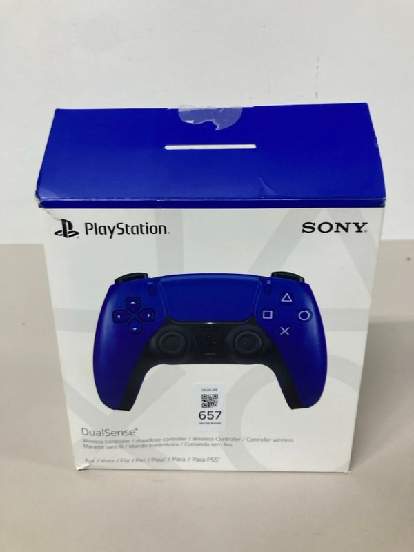 Lot 657  
            Nottingham SR1 - Delivery Only 

                
PLAYSTATION 5 DUAL SENSE WIRELESS CONTROLLER - COBALT BLUE - ORIGINAL RRP - £74.99