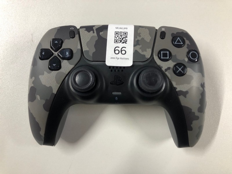 Lot 66  
            Nottingham SR1 - Delivery Only 

                
PLAYSTATION 5 DUAL SENSE WIRELESS CONTROLLER - GREY CAMO - ORIGINAL RRP - £74.99