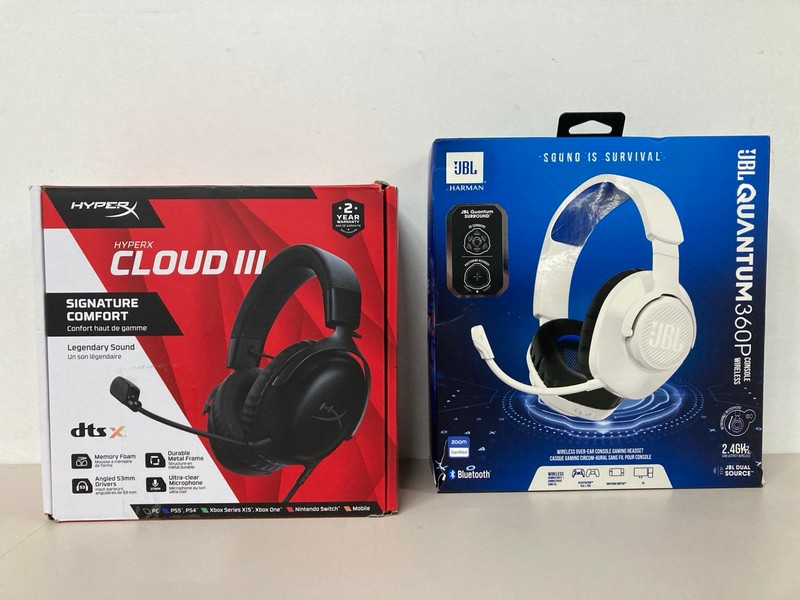 Lot 682  
            Nottingham SR1 - Delivery Only 

                
2 X GAMING HEADSETS INC. HYPER X CLOUD III WIRELESS GAMING HEADSET - ORIGINAL RRP...