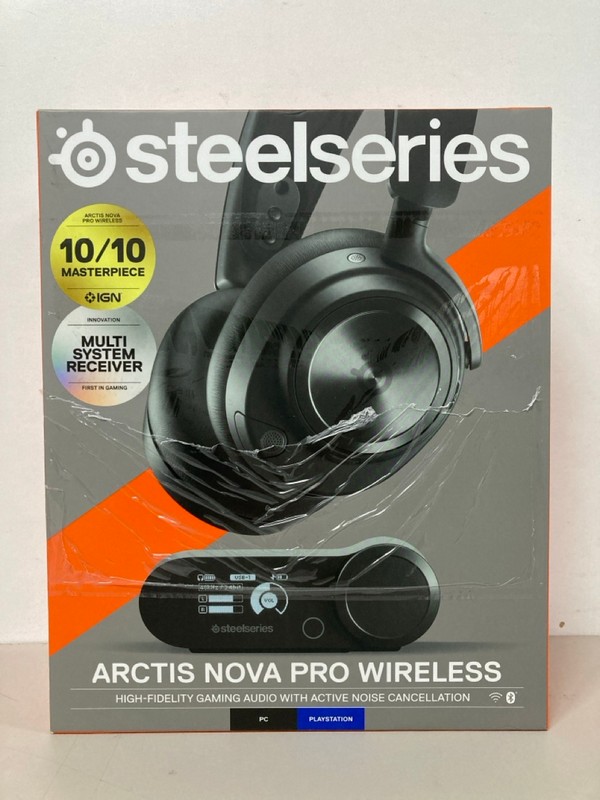 Lot 685  
            Nottingham SR1 - Delivery Only 

                
STEELSERIES ARCTIS NOVA PRO WIRELESS GAMING HEADSET (PLAYSTATION & PC) - ORIGINAL...