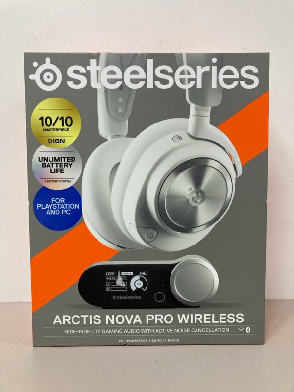 Lot 686  
            Nottingham SR1 - Delivery Only 

                
STEELSERIES ARCTIS NOVA PRO WIRELESS GAMING HEADSET (PLAYSTATION & PC) - ORIGINAL...