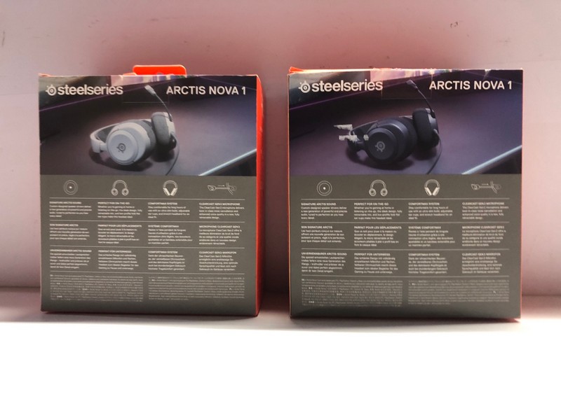 Lot 690  
            Nottingham SR1 - Delivery Only 

                
2 X STEELSERIES ARCTIS NOVA 1 GAMING HEADSET (PLAYSTATION, XBOX & PC) - ORIGINAL ...
