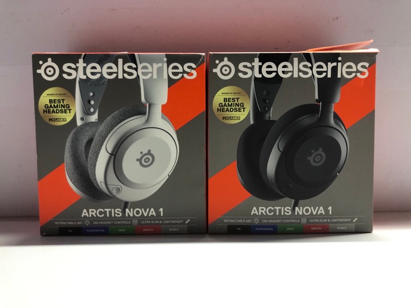 Lot 691  
            Nottingham SR1 - Delivery Only 

                
2 X STEELSERIES ARCTIS NOVA 1 GAMING HEADSET (PLAYSTATION, XBOX & PC) - ORIGINAL ...