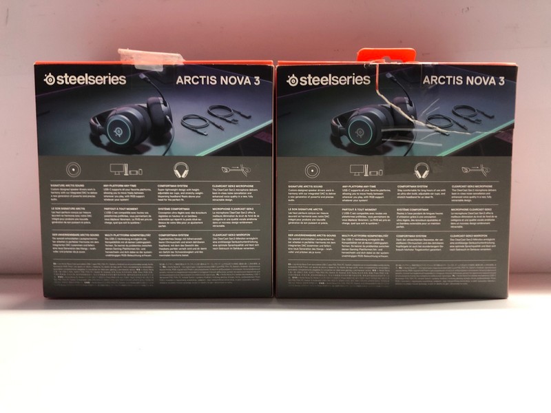 Lot 692  
            Nottingham SR1 - Delivery Only 

                
2 X STEELSERIES NOVA 3 GAMING HEADSET (PLAYSTATION & PC) - ORIGINAL RRP - £99.99 ...