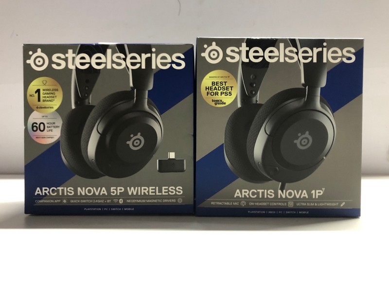 Lot 693  
            Nottingham SR1 - Delivery Only 

                
2 X STEELSERIES HEADSETS INC. ARCTIS NOVA 5P WIRELESS GAMING HEADSET (PLAYSTATION...