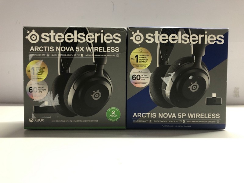Lot 694  
            Nottingham SR1 - Delivery Only 

                
2 X STEELSERIES HEADSETS INC. ARCTIS NOVA 5X WIRELESS GAMING HEADSET (XBOX)