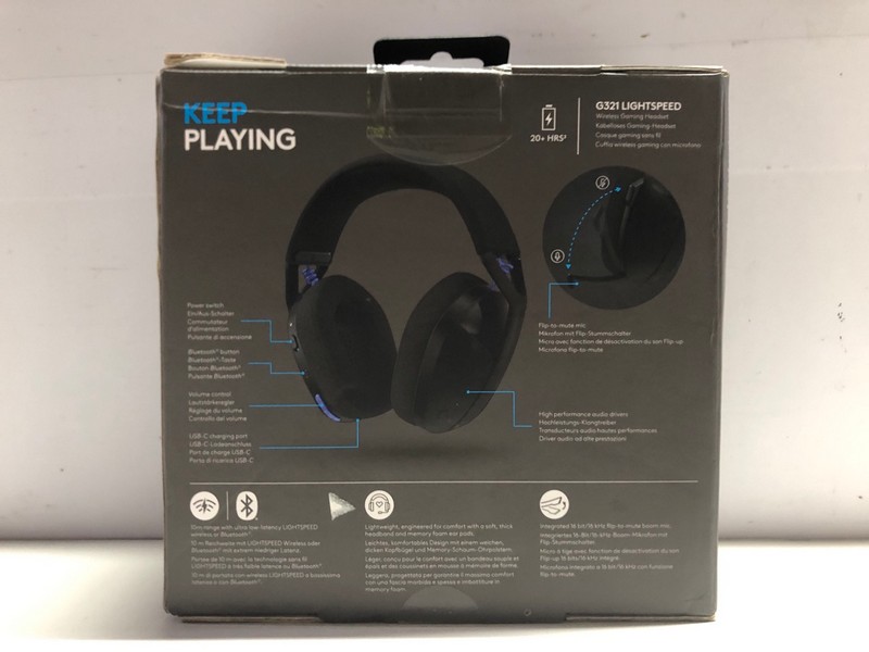 Lot 707  
            Nottingham SR1 - Delivery Only 

                
LOGITECH LIGHTSPEED G321 WIRELESS GAMING HEADSET (PLAYSTATION, XBOX & PC) - ORIGI...