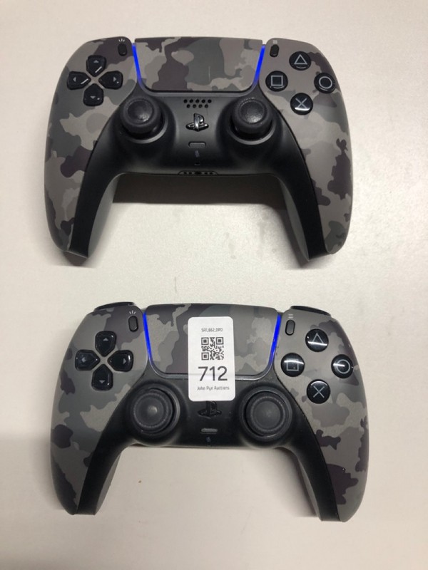 Lot 712  
            Nottingham SR1 - Delivery Only 

                
2 X PLAYSTATION 5 DUAL SENSE WIRELESS CONTROLLER (DAMAGED)