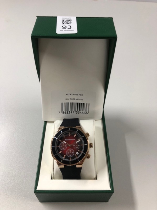 Lot 93  
            Nottingham SR1 - Delivery Only 

                
MANN EGERTON ASTRO ROSE RED WATCH MODEL: ME0122