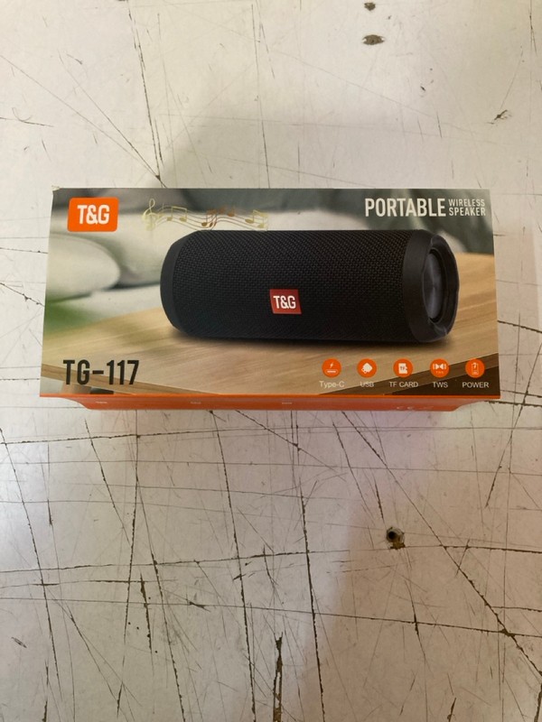 Lot 107  
            Nottingham SR3 - Delivery Only 

                
T&G PORTABLE WIRELESS SPEAKER MODEL NO: TG-117