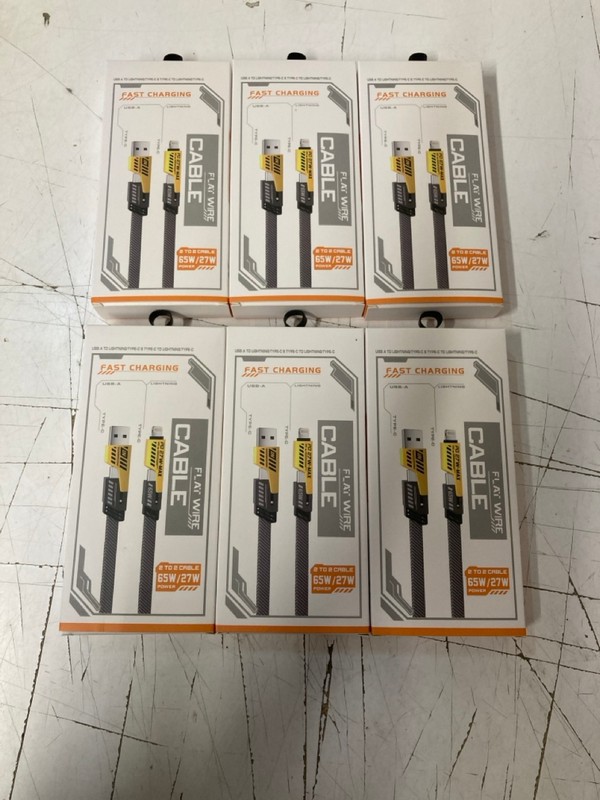 Lot 129  
            Nottingham SR3 - Delivery Only 

                
6 X FAST CHARGING FLAT WIRE 2 TO 2 CABLE