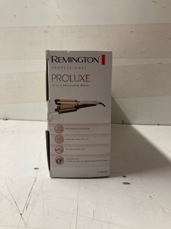 Lot 140  
            Nottingham SR3 - Delivery Only 

                
REMINGTON PROLUXE 4 IN 1 ADJUSTABLE WAVER