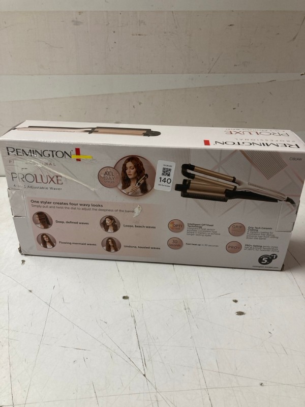 Lot 140  
            Nottingham SR3 - Delivery Only 

                
REMINGTON PROLUXE 4 IN 1 ADJUSTABLE WAVER