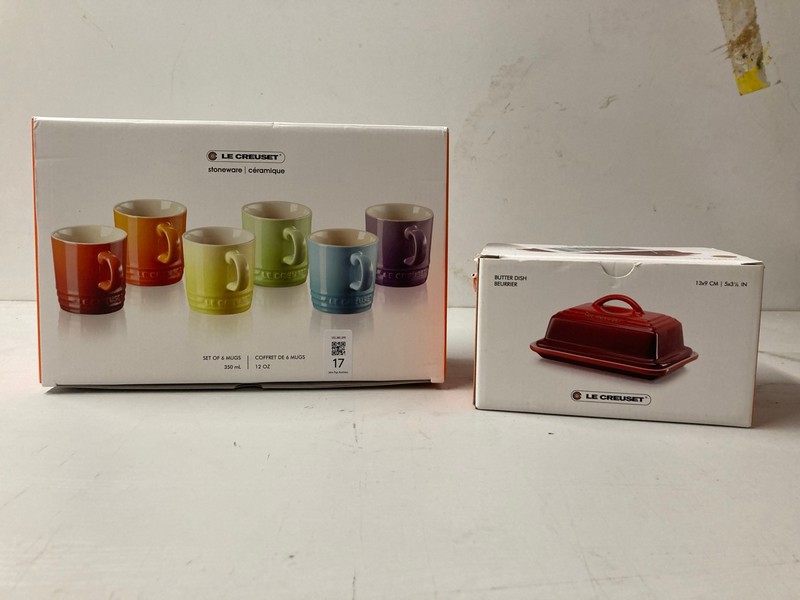 Lot 17  
            Nottingham SR3 - Delivery Only 

                
2 X LE CREUSET ITEMS TO INCLUDE BUTTER DISH